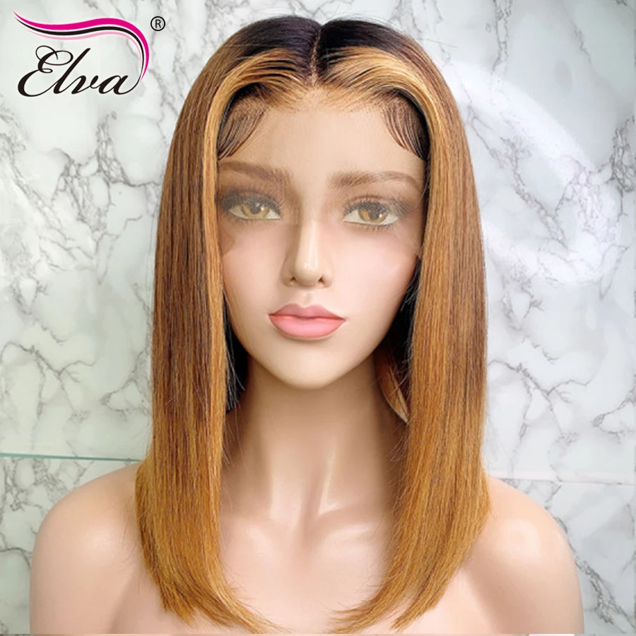 Elva Hair Ombre Короткие кружевные передние парики из человеческих волос без
