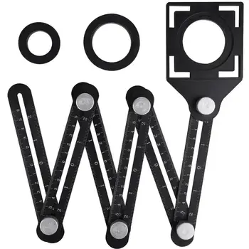 

Adjustable Multi Angle Ruler Tile Hole Locator 6 Folding Metal Measuring Ruler Drill Guide Openings Locator