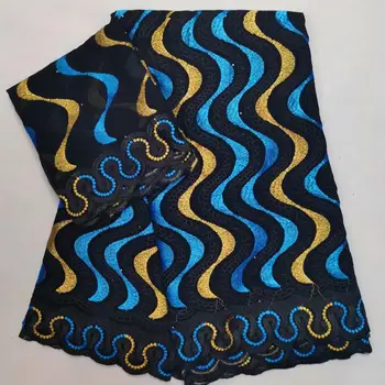 

Newest Design High Quality Swiss Voile Laces Switzerland Cotton African Dry Cotton Lace Fabric Set For Wedding Dress Blue/Black