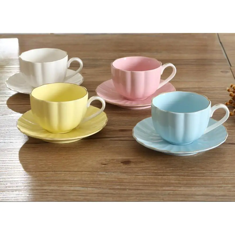 

GloryStar Simple Solid Color Drinkware Set Ceramics Coffee Cup+Saucer Set