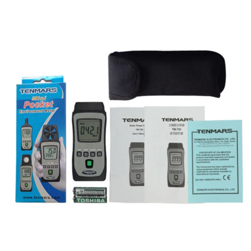 TENMARS TM-750 Solar Power Meter Solar Radiation Measurement.3 Digits LCD Display with Maximum Reading of 3999.