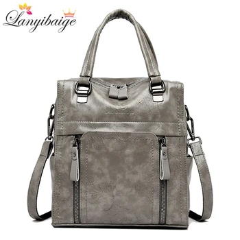 

Brand women backpack high quality oil wax leather student backpacks school bags for teenager girls vintage lady shoulder bags