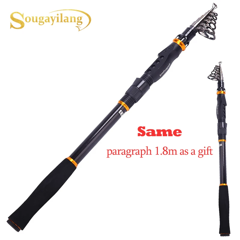 

Sougayilang Buy One Get One Free 1.8-3.6 Spinning Fishing Rod Carbon Fiber Material Portable Telescopic Fishing Rod Tackle