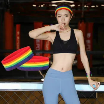 

2020 New Sweet Women Elastic Rainbow Color Headband Adorable Bathing and Exercise Hair Band Makeup Cosmetic Tool