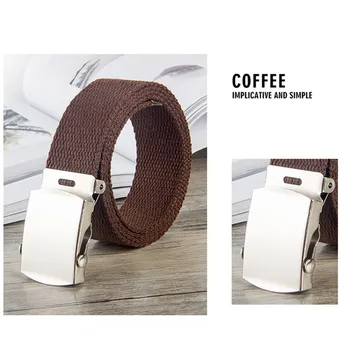 

New Style Men Women Canvas Waist Belt Fashion Casual Metal Automatic Buckle Waistband Jean Unisex Youth Couple Trendy TY53