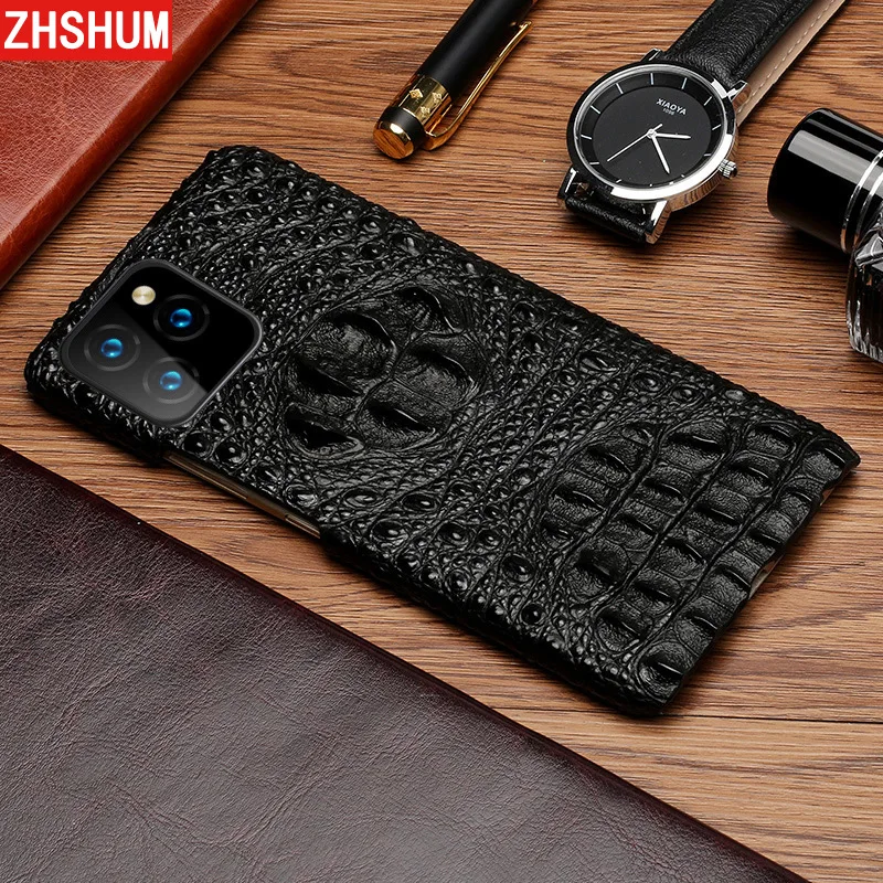 

Luxury Genuine Leather Case For Iphone 11 Pro Max XS MAX XR Crocodile Skin Case Handmade Full Back Cover for Iphone 11 X XS Case