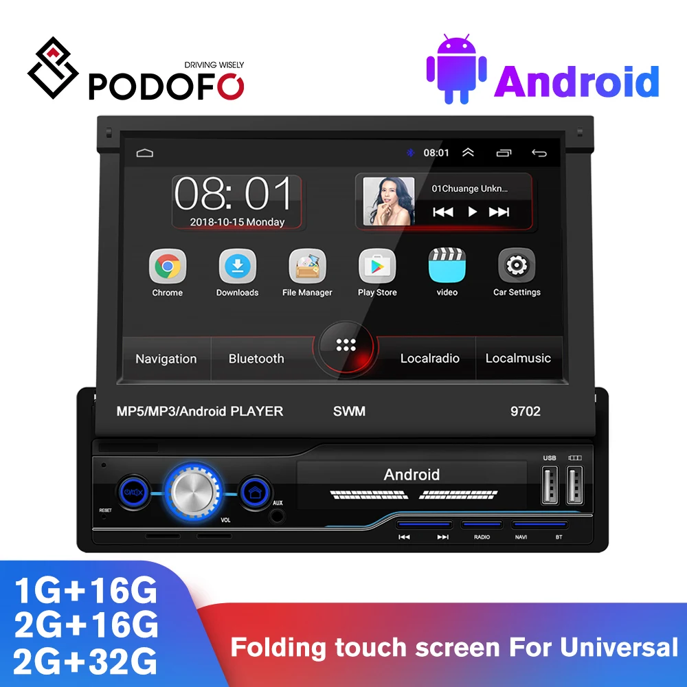 Podofo Android 8 1 1Din автомобильное радио 7 ''DSP GPS навигация автомобильный