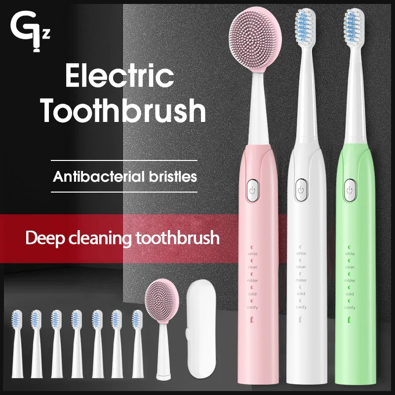 GeZhou S802 Sonic Electric Toothbrush USB Rechargeable adult Waterproof Ultrasonic automatic 5 Mode toothbrush for children cool chariot alloy ejection two in one god of war motorcycle interesting children s toys pk mode elastic device toy model gift