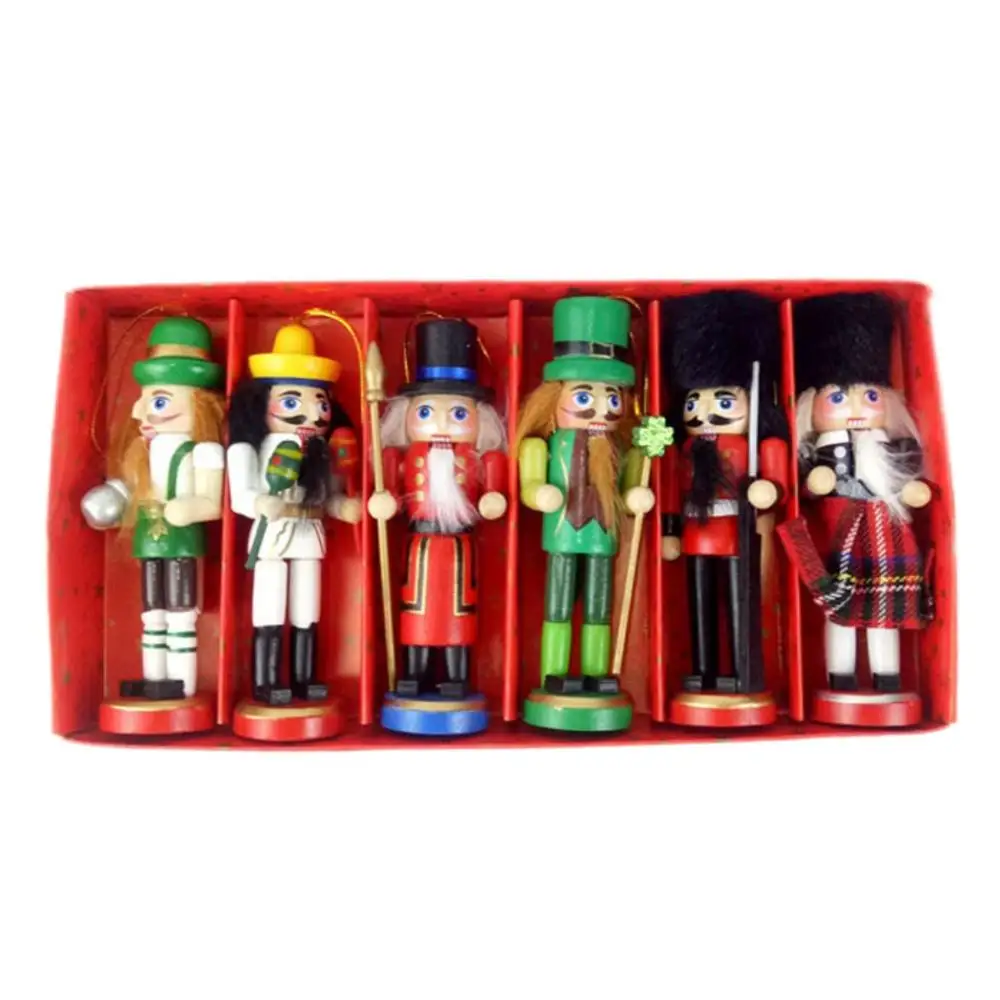 6 шт. Щелкунчик из Мадейры Boneca Soldado Estatuetas Em Miniatura Artesanato Boneco De Natal de Ano Novo Enfeites de decoracha