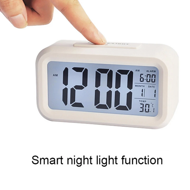 Светодиодный Будильник Часы Настольные Цифровые Подсветка температура и календарь функция повтора электронные настольные часы украшения