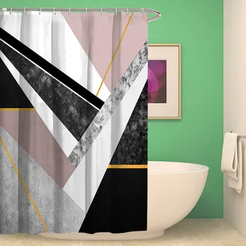 

Marble Pattern Bath Curtain Waterproof Shower Curtains Geometric Bath Screen Printed Curtain for Bathroom Gift