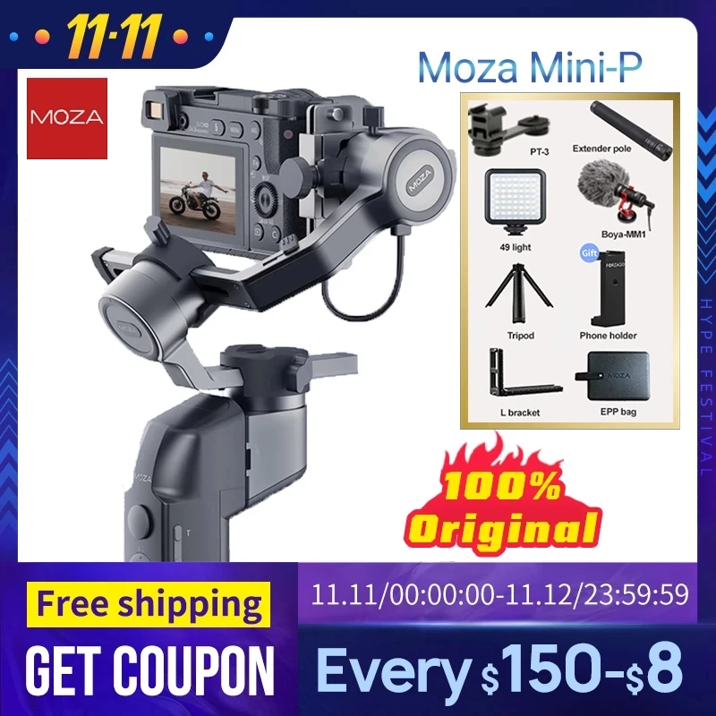 Moza Mini P Ручной Стабилизатор 3-осевой карданный подвес для Vlog YouTube DSLR камеры