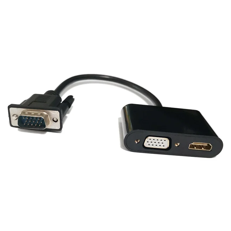 Адаптер VGA-HDMI 1 в 2 с аудиокабелем 3 5 мм поддержка проектора VGA-проектора |