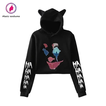 

Joker hoodie Cotton Kawaii hoodies for girls Women's Fashion Pullover Short Shirt 2019 New Cat Ears Sweatshirt
