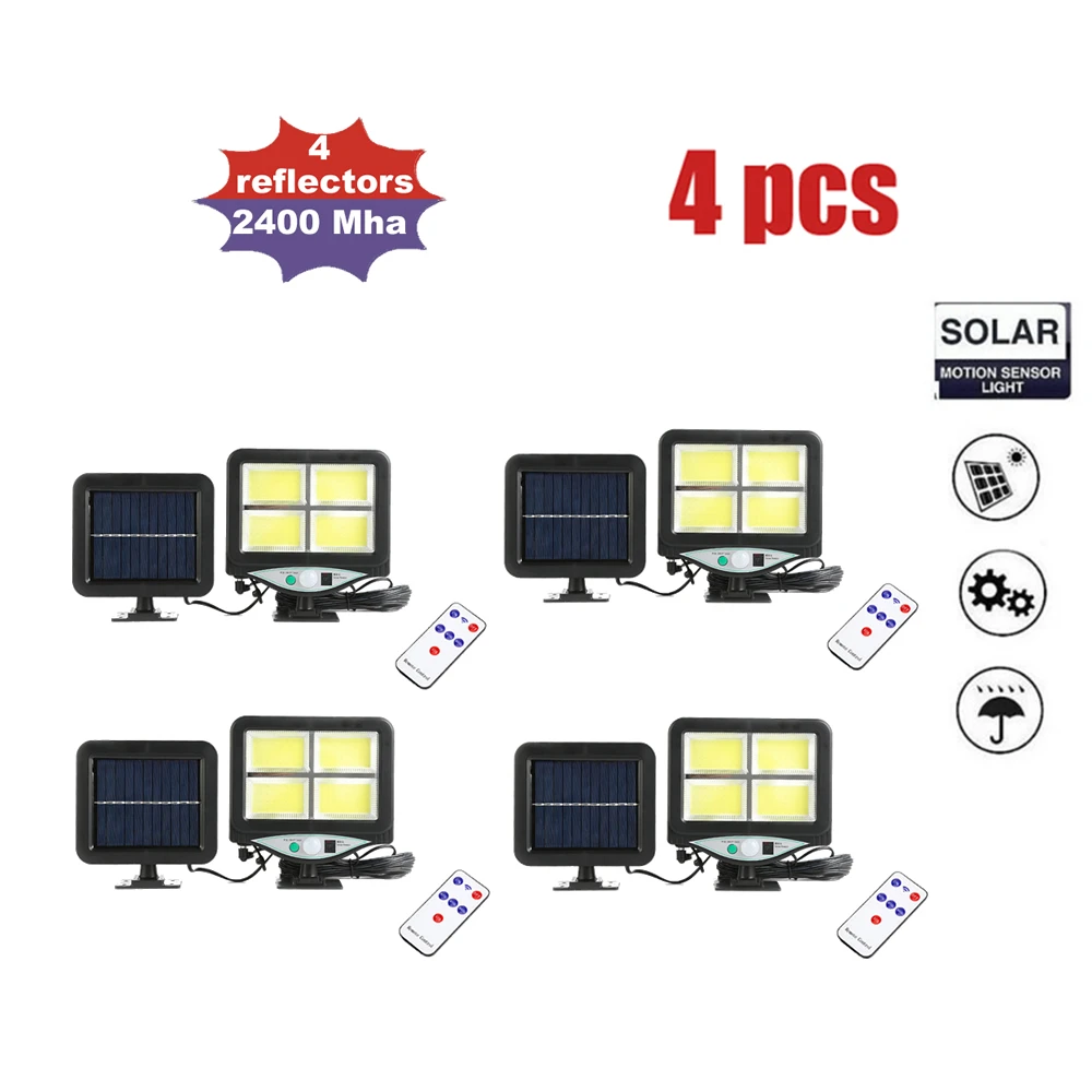 

LED Solar lamp Sensor solar Powered Panel LED Street Light Outdoor Garden Path Spot Wall Emergency Lamp luminaria remote 3 modes