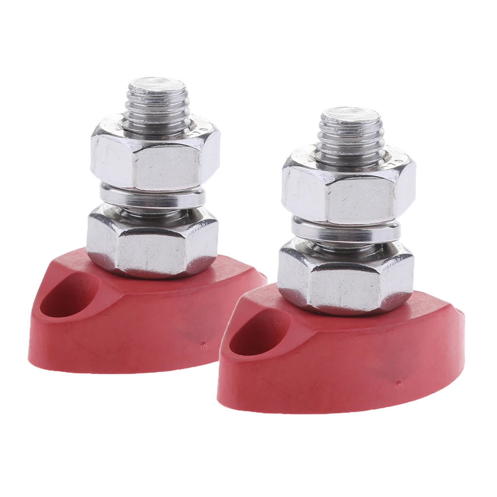 2 Pieces Red Junction Block Power Post Set Insulated Terminal Stud 8mm