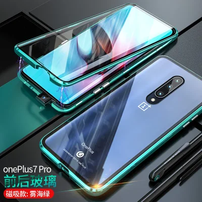 HTMOTXY Магнитный двойной чехол из закаленного стекла для телефона s для Oneplus 7 Pro Чехол из закаленного стекла с металлической рамкой для Oneplus 7 чехлы - Цвет: SAD051