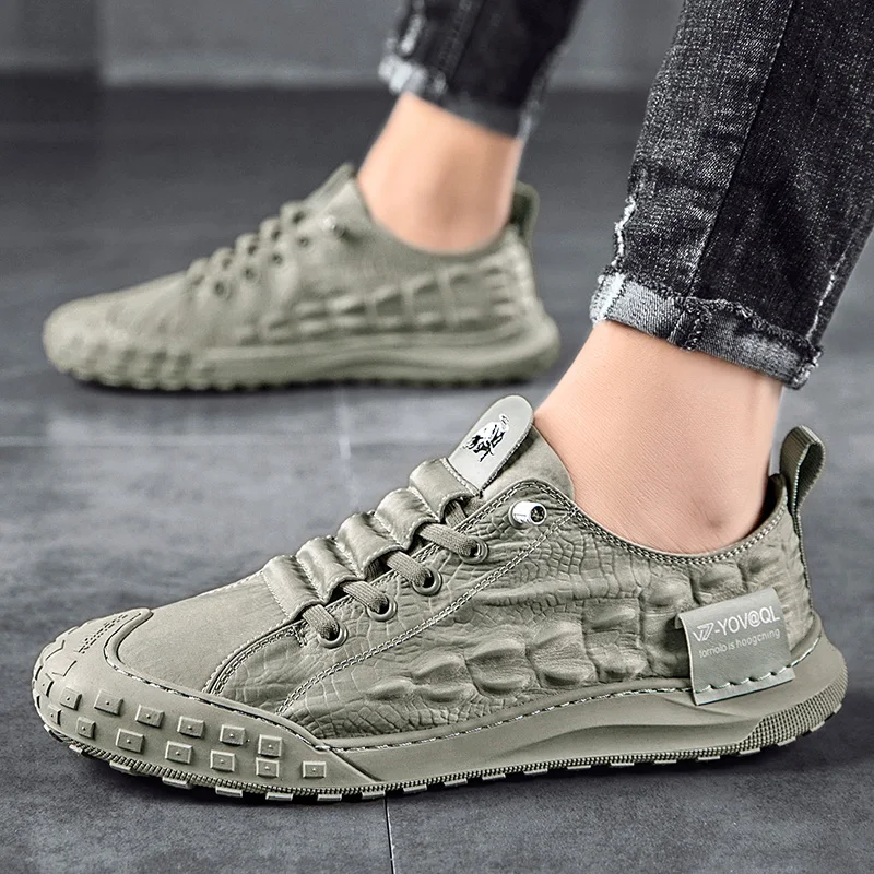 

China National Tide Series Summer Crocodile Pattern Ice Silk Cloth Casual Shoes Men's Sneakers Tenis Masculino Zapatillas Hombre