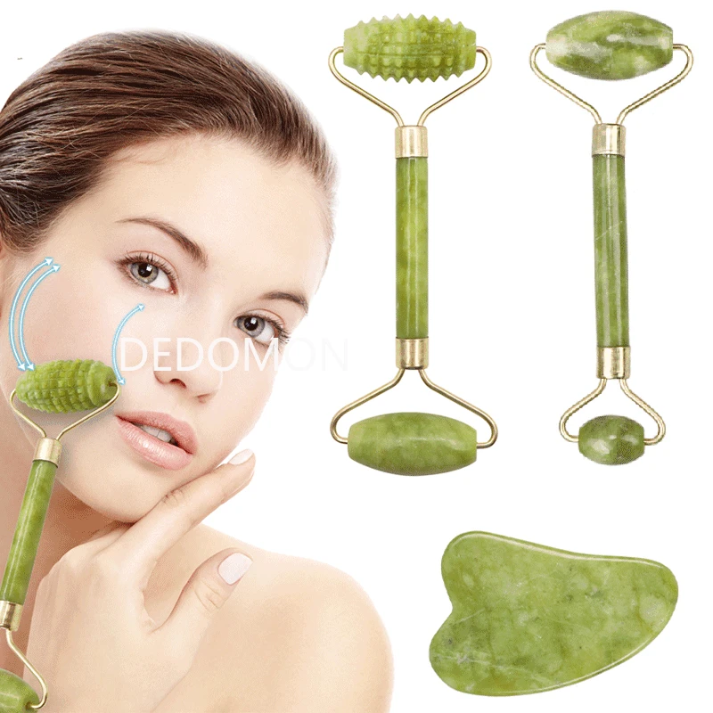 Cara Natural masajeador Guasha Jade rodillo raspador de herramientas de cuidado para la piel Facial de masaje Microniddle limpiador Facial cuidado de la piel