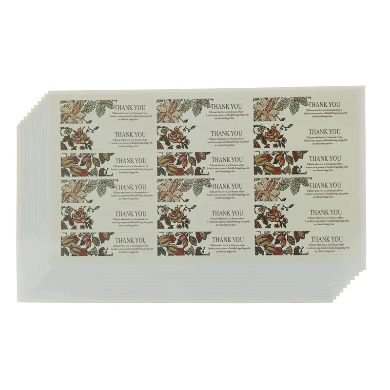 

180pcs/set DIY Thank You Flower Food Tag Section Seal Label Package Bakery Bag Chocolate Cookies Cake Scrapbooking Stickers