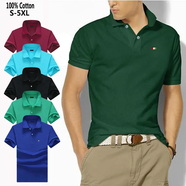Polos à manches courtes pour Homme, S-5XL 100% coton, de haute qualité, décontracté, marque, broderie, mode, revers, été 1