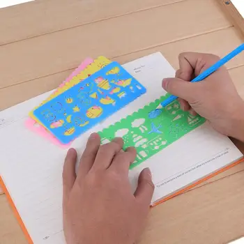 

4pcs Korean Candy Color DIY Drawing Template Ruler Graphic Sketch Board