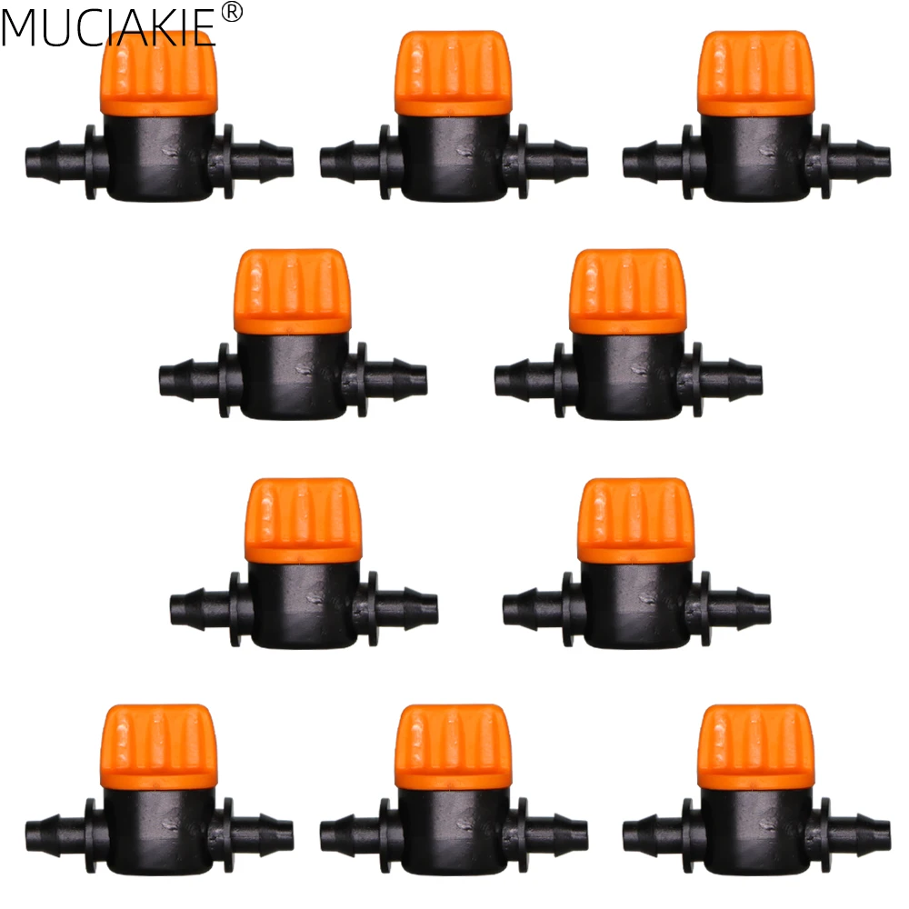 

MUCIAKIE 10PCS Miniature Plastic Shut Off Coupling Valve Connectors for 4/7mm Hose Garden Water Irrigation Pipe Adaptor Barb