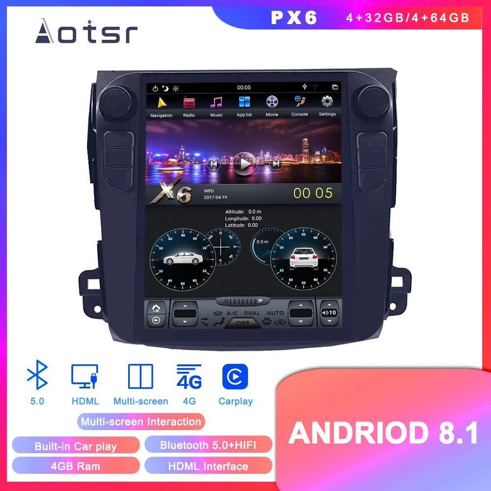 

Tesla Style Android 8.1 GPS Navigation DVD Player For Mitsubishi Outlander 2006-2011 Auto Radio Stereo Multimedia Unit Player