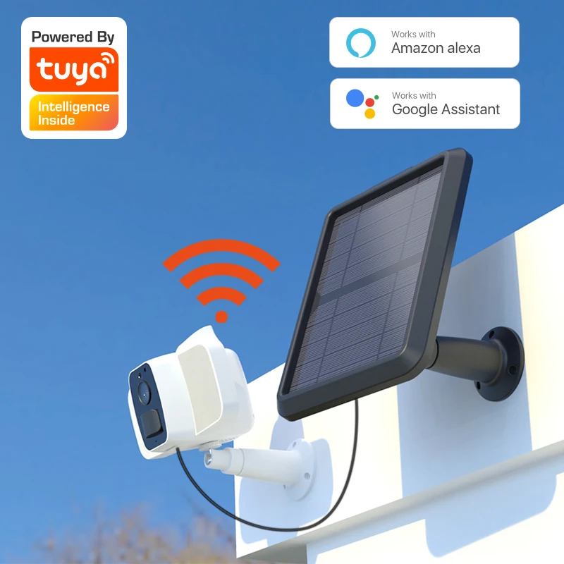

Tuya WiFi 1080P Solar Battery Camera waterproof Rechargeable 10000mAh Support Alexa Google 140LM Spotlight Color Night Visi