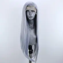 Websterwigs Длинные Серые Натуральные Прямые термостойкие синтетические парики на кружеве для женщин с боковой частью для ежедневной носки косплей парик