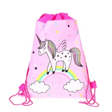 Unicorn Drawstring Bag for Girls Travel Storage Package Cartoon School Backpacks Children Birthday Party Gift