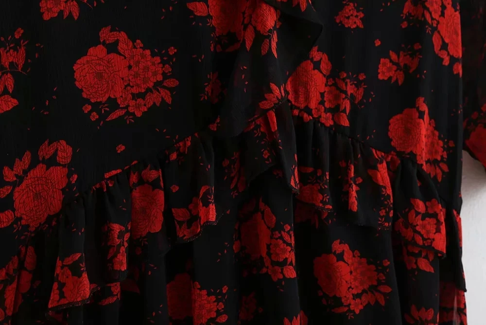 Увядшее английское элегантное винтажное платье с оборками и цветочным принтом для вечеринки Женское Платье vestidos de fiesta de noche мини-платье vestidos блейзеры