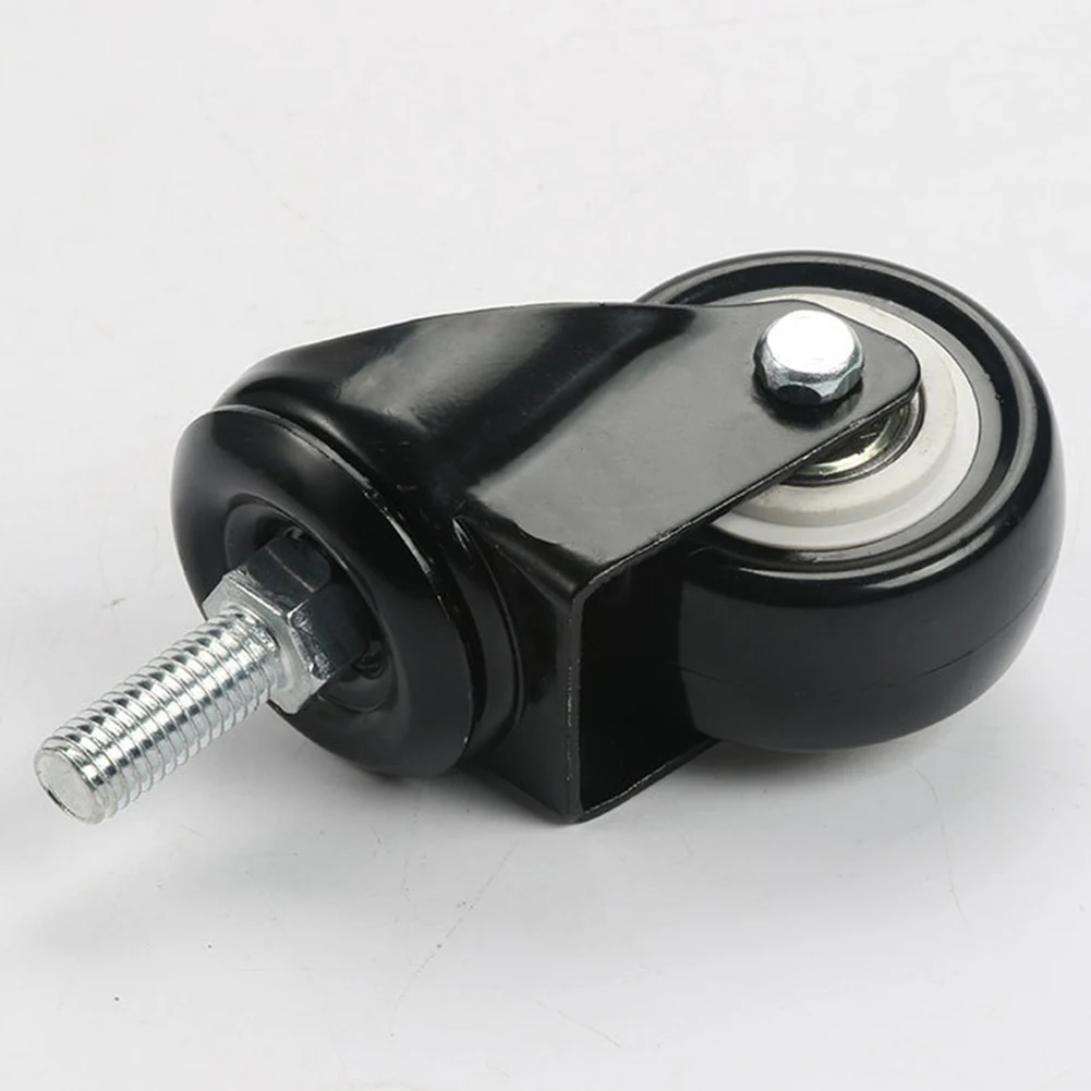 

2PCS Mute Swivel Universal Wheel Rotary Replacement Industrial Furniture Casters Cart Black 360 Degree PU Threaded Stem