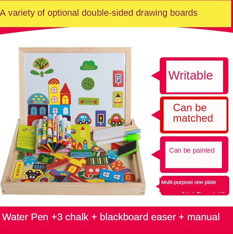 

New Arrival Drawing Writing Board Magnetic Board Puzzle Double Easel Kid Wooden Toy Gift Children Intelligence Development Toys