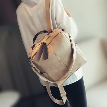 

Retro Leather Women Backpack Zipper Fashion School Bag Backpacks for Teenagers Girls Multifunction Mochila Feminina Shoulder Bag