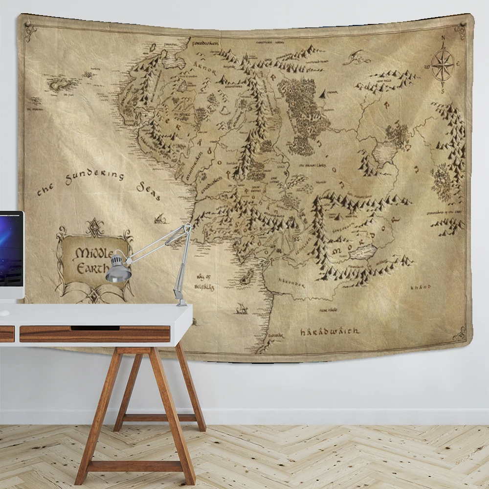 Tapestry Decor Antique Pirate Treasure Map Tapestry Wall Hanging Hippie Boho Decor Tapestry Golden Island Carpet College Dorm Decoration