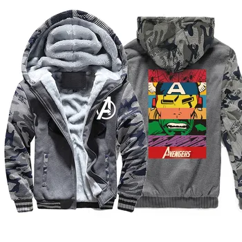 

2019 Zipper Men Marvel Pattern Outwear Slim Fit Hoody Clothing Jacket Fashion Hooded Male Jackets Winter Casual Coats