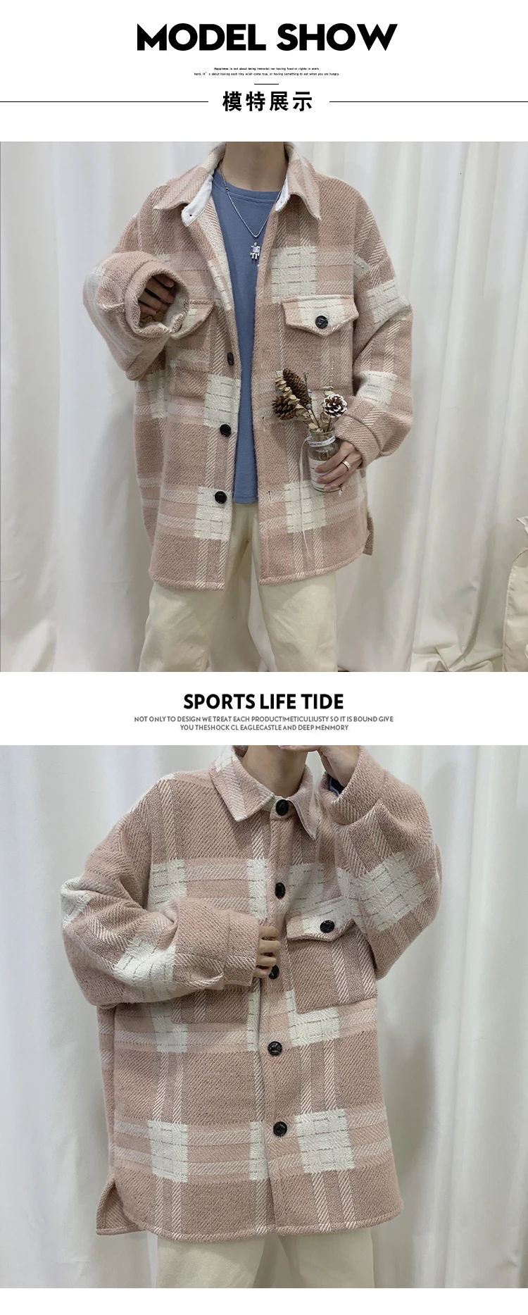 Winter Thick Woolen Coat Men Warm Fashion Contrast Color Tartan Woolen Jacket Men Loose Long Woolen Overcoat Male Clothes M-5XL
