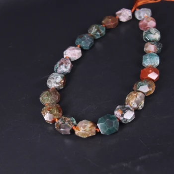 

15.5"strand Green Red Ocean Agates Faceted Nugget Loose Beads,Natural Stone Gems Cut Slab Pendants Bulk Necklace Jewelry Making