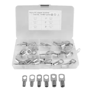 

VODOOL 36/82/80pcs Bolt Hole Tinned Copper Cable Lugs Battery Terminals Set Wire Terminals Connector for Marine Boat Ship Car