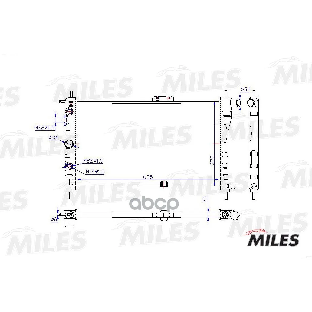 Радиатор Daewoo Nexia 1.5 95- Мкпп Мех.Сборка Miles Acrm000 Miles арт. ACRM000