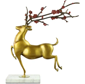 

High-end new Chinese-style copper art sika deer lucky fortune decoration from 2 pieces