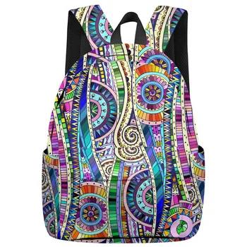 

Indian Ethnic Style Colorful Patterns Internal Frame Backpacks Scratch Resistant Laptop Backpacks Forestain Resistant Sports