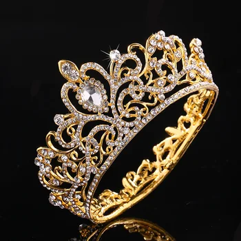 

Luxury Full Crown Clear Rhinestone Crystal SilverGold Plated Tiara Pageant Bridal Prom Wedding Crown