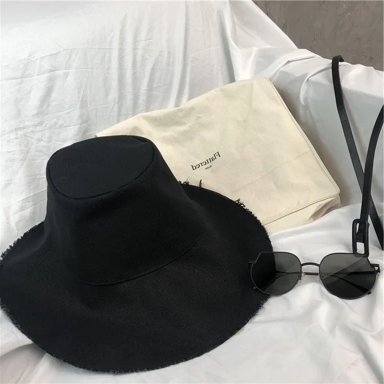 

Korean-style Burrs Large-Brimmed Hat Fisherman Hat Spring And Summer New Style Casual Versatile Japanese-style Bucket Hat Sun-re