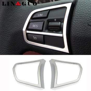 

2PCS Chrome Steering Wheel Buttons Cover Trim Car Styling Auto Accessories for BMW 5 series 520 525li 2011 2012 2013 2015