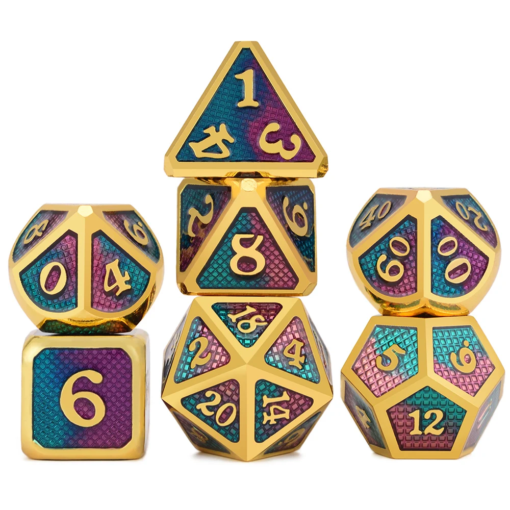 Battleworn Серебряный набор из 7 металла Dice Die D4 D6 D8 D10 (00-90,0-9) D12 D20 для ролевых игр Подземелья и Драконы Pathfinder