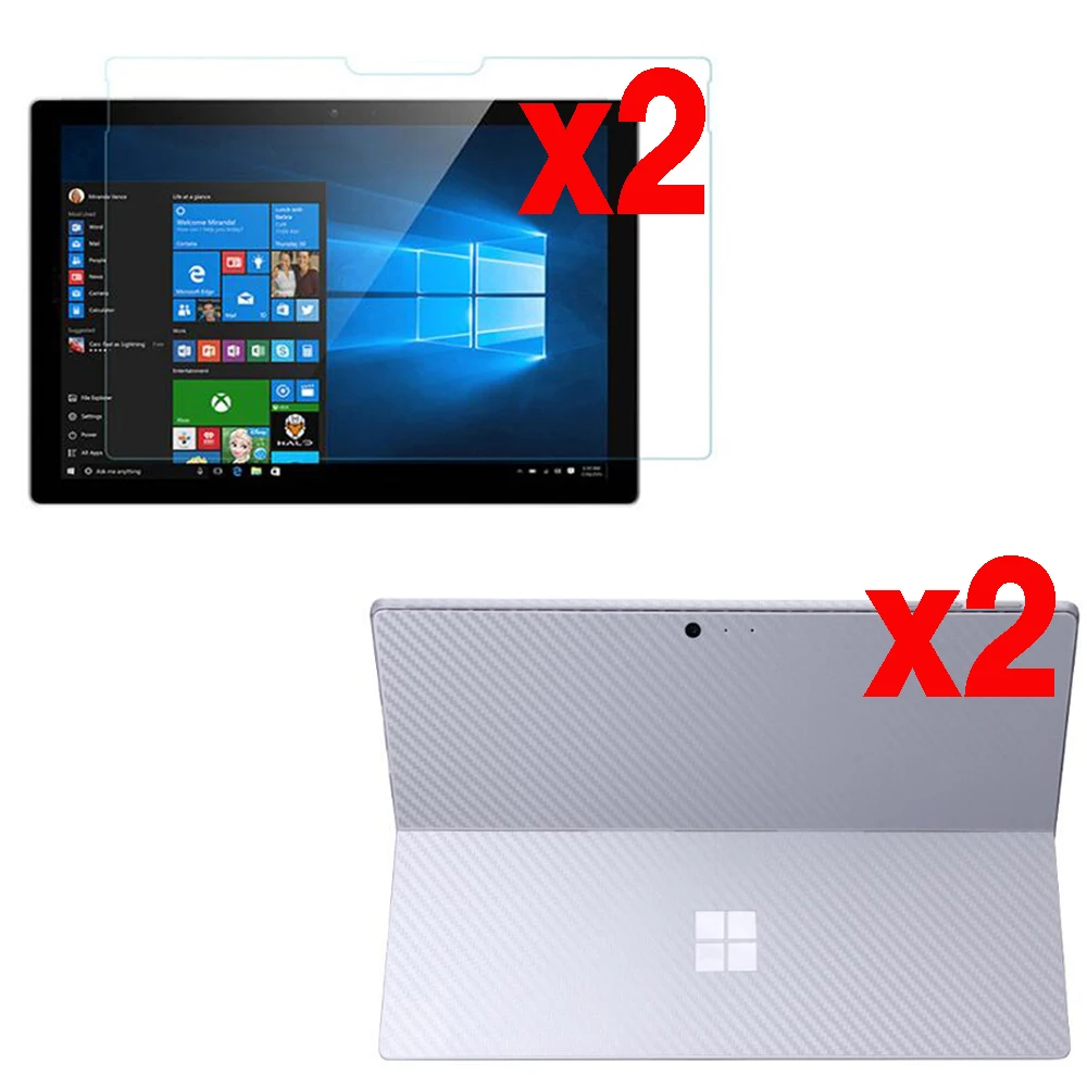 2Sets Soft Front &amp Back Carbon Fiber Screen Protector Films For Microsoft Surface 3 10.8&quot RT Pro 1 2 4 5 6 7 X Go 2019 2020 |
