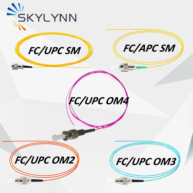 50PCS FC APC UPC Connector Pigtails, 1.5 Meter Single Mode FC G657A2 Multi Mode OM2/OM3/OM4 0.9MM LSZH Fiber Optic Pigtails