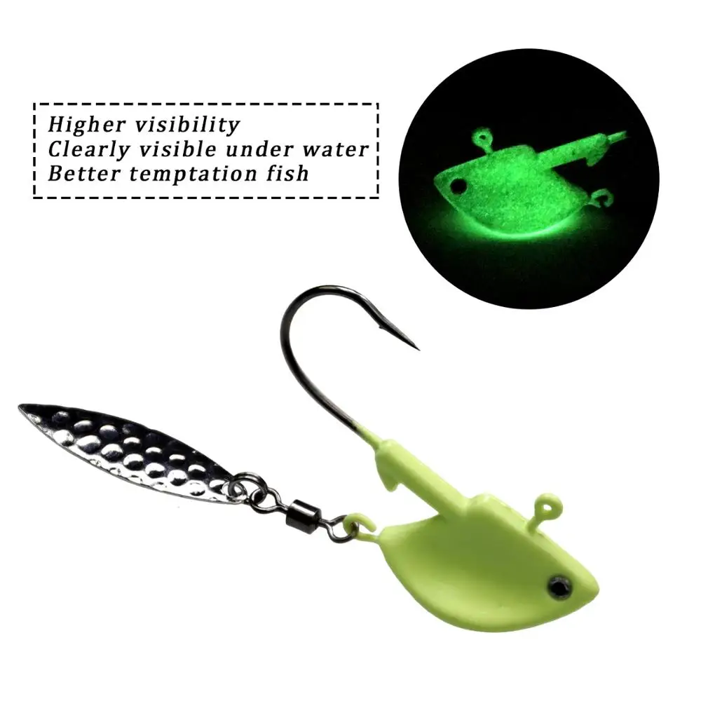 1Pc Underspin Jig Head Fishing Lure Bladed Spin Artificial Bait Jigs with  Spoon Spinners Fish Walleye Bass Trout Jigs